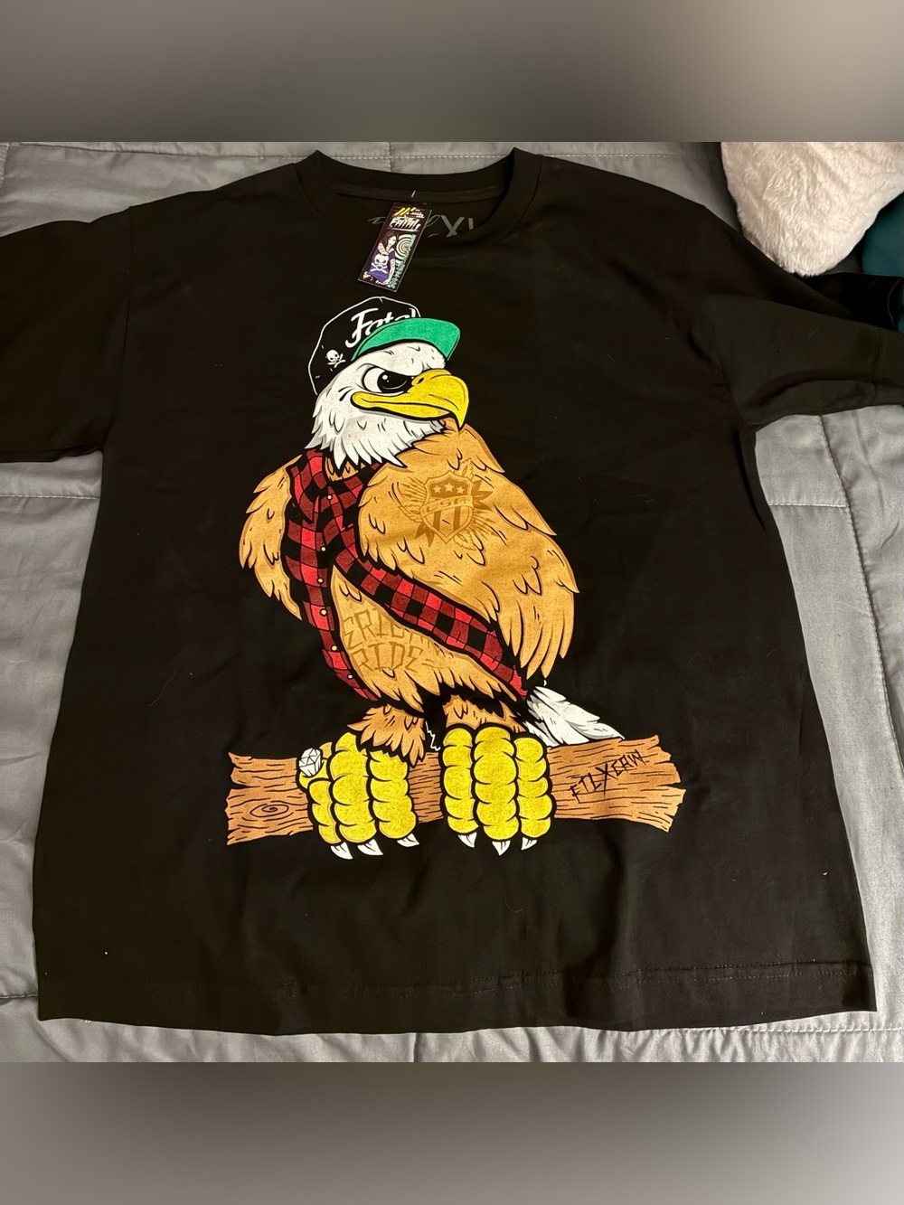 Fatal Brand Graphic Eagle Tee with Yellow, Black & Red Print Youth XL NWT